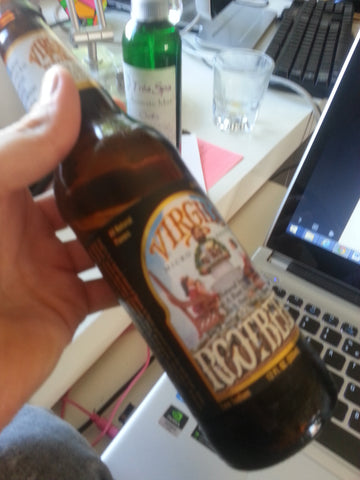 Half drinken bottle of rootbeer